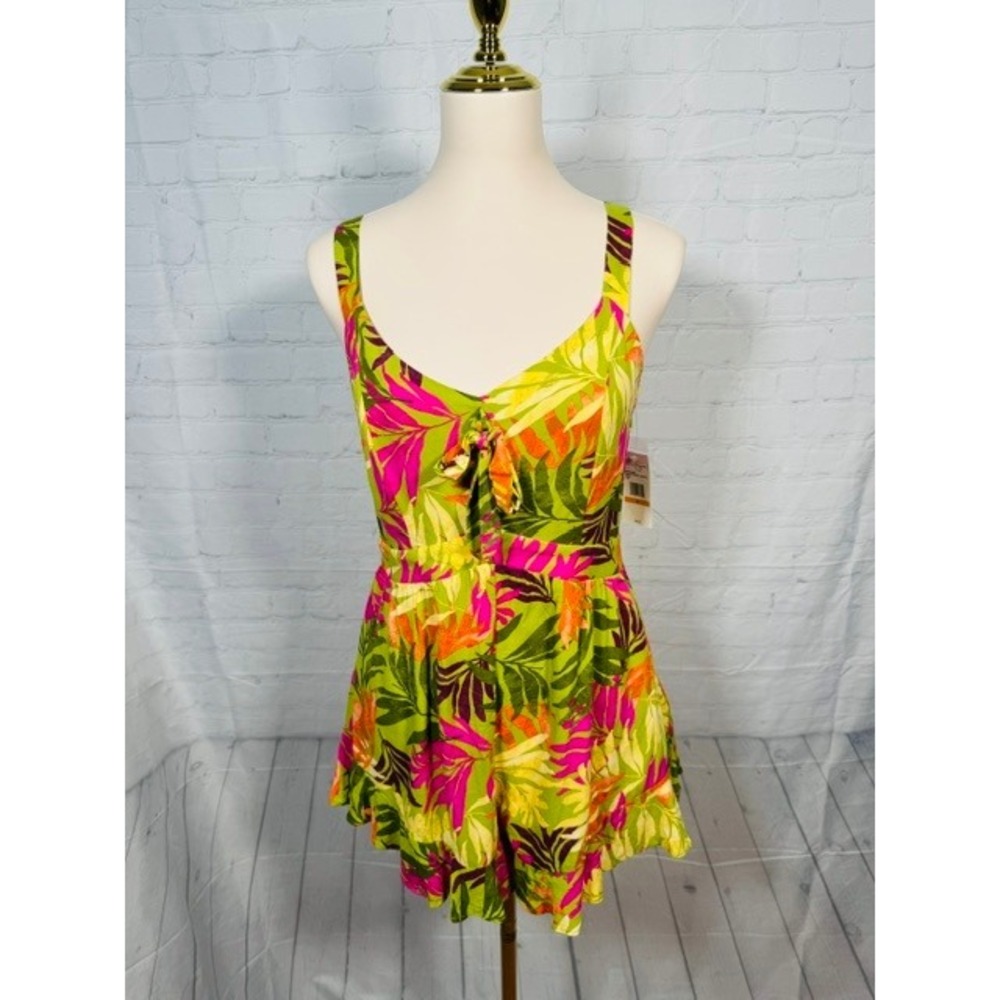 NWT Jessica Simpson Laiya Tropical Floral Romper Tahitian Ferns Small
